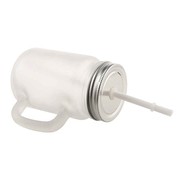 HPN SubliCraft 12 oz. Sublimation Frosted Glass Mason Jar with Straw and Handle - HeatPressNation