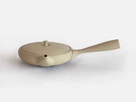 Jinsui Kiln: TOKI - KINARI, Flat Tokoname Kyusu Tea Pot (80ml)