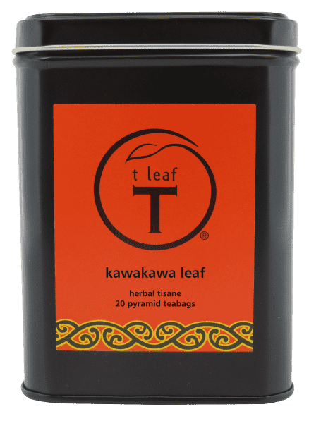 Kawakawa leaf pyramids Pyramid 20s + tin side view | pyramid tea bags New Zealand | t leaf T