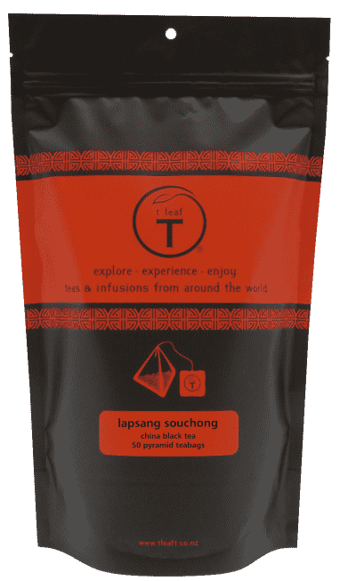 Lapsang souchong pyramids Pyramid pouch 200s detail view | pyramid tea bags New Zealand | t leaf T