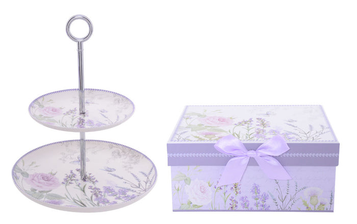 Lavender Rose 2 Tier Cake Stand