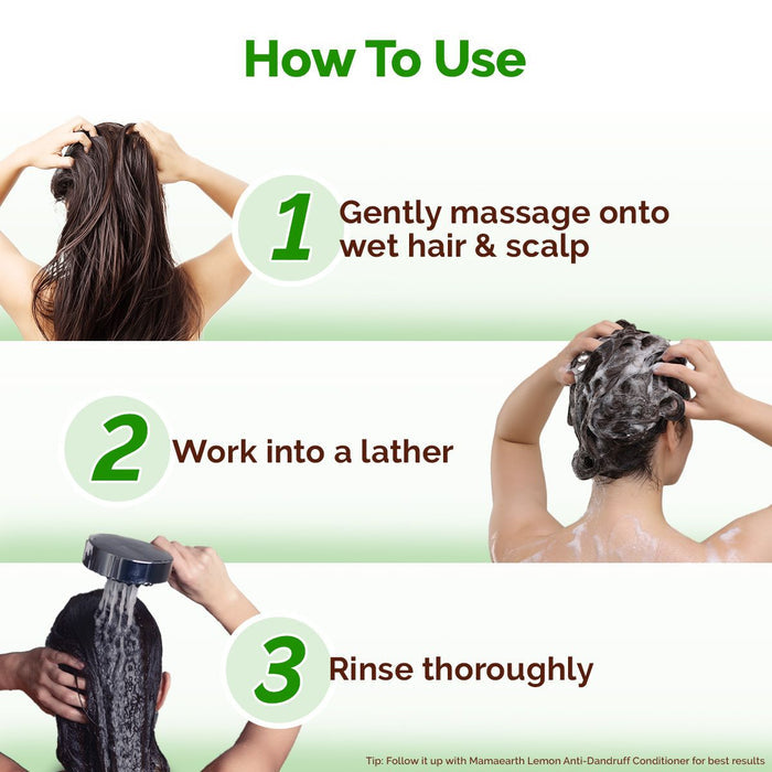 Mamaearth lemon shampoo how to use steps for dandruff control