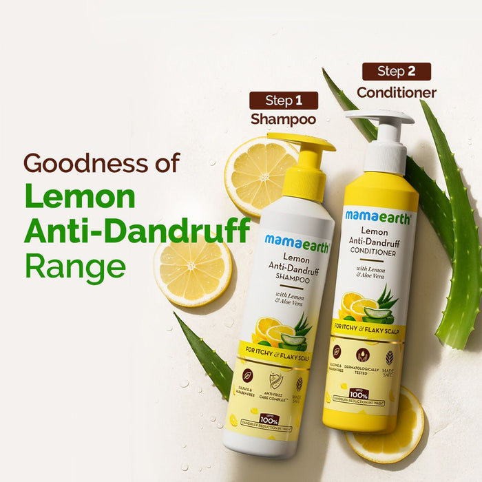 Mamaearth lemon anti dandruff shampoo range with conditioner
