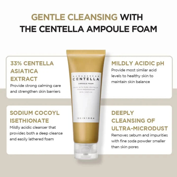 Madagascar Centella Ampoule Foam 125ml - Water Based Cleanser Skin1004 Facial Cleansers