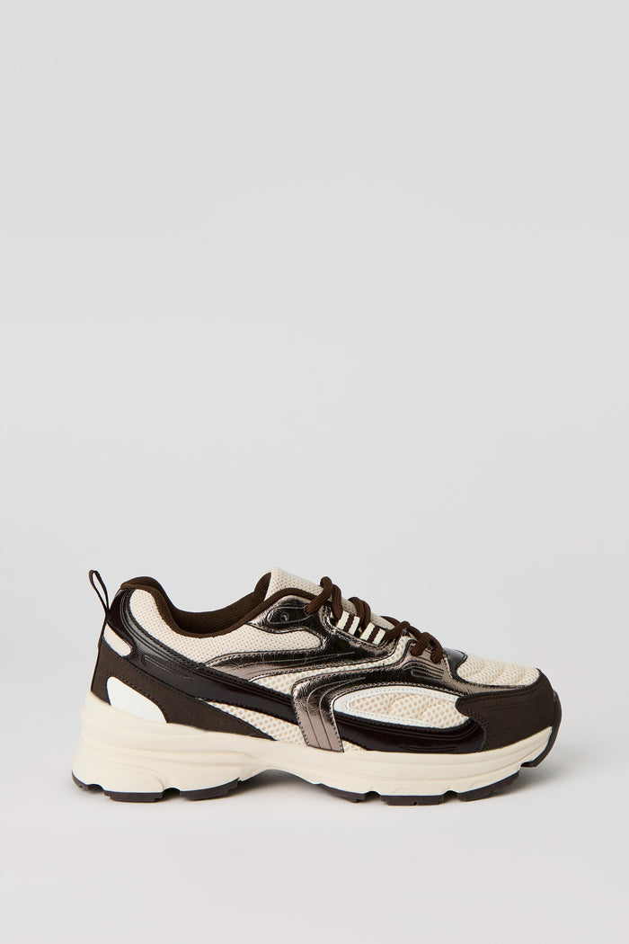Mesh & Metallic Chunky Sneakers