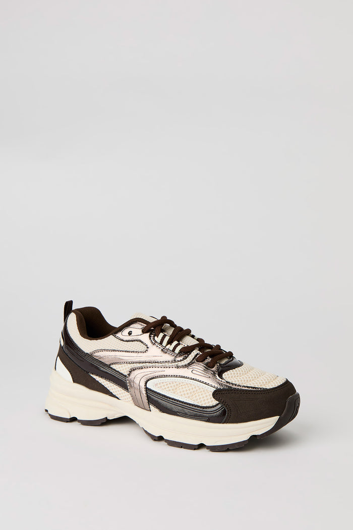 Mesh & Metallic Chunky Sneakers