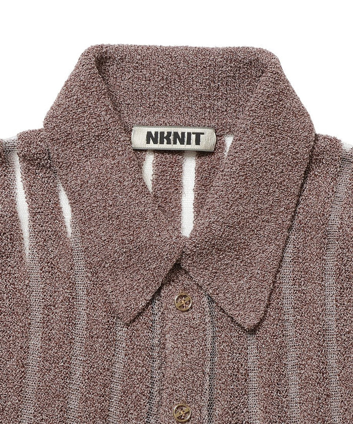 mesh stripe KNIT shirt_8