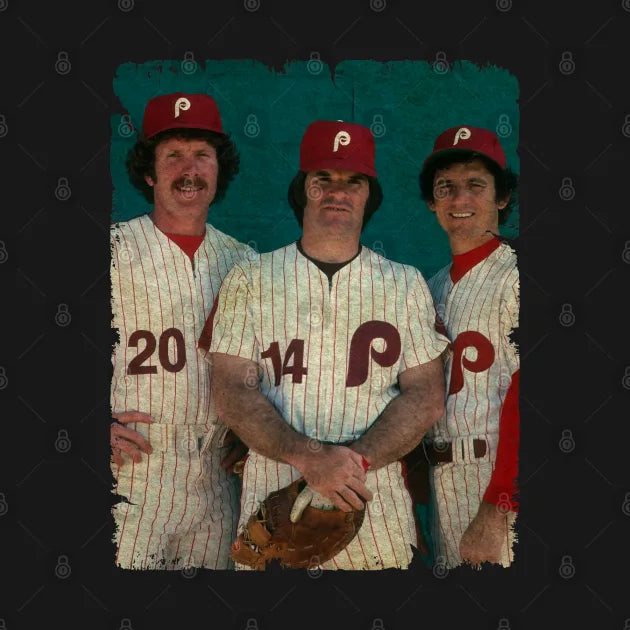 Mike Schmidt, Pete Rose, And Larry Bowa In Philadelphia Phillies T-Shirt