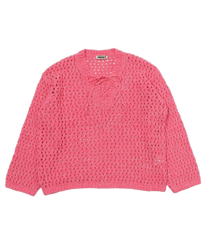 mix color lace up KNIT_5