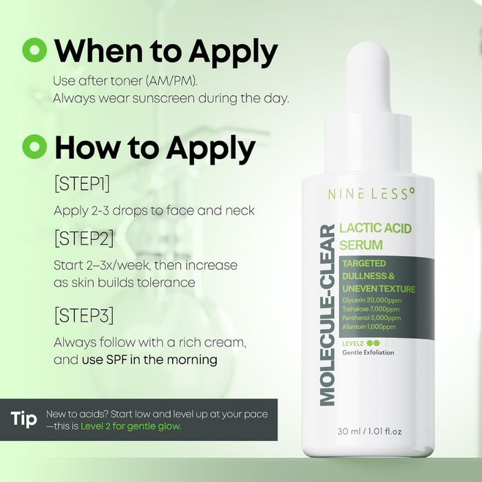 Nine Less Molecule-Clear Lactic Acid Serum Nudie Glow Australia