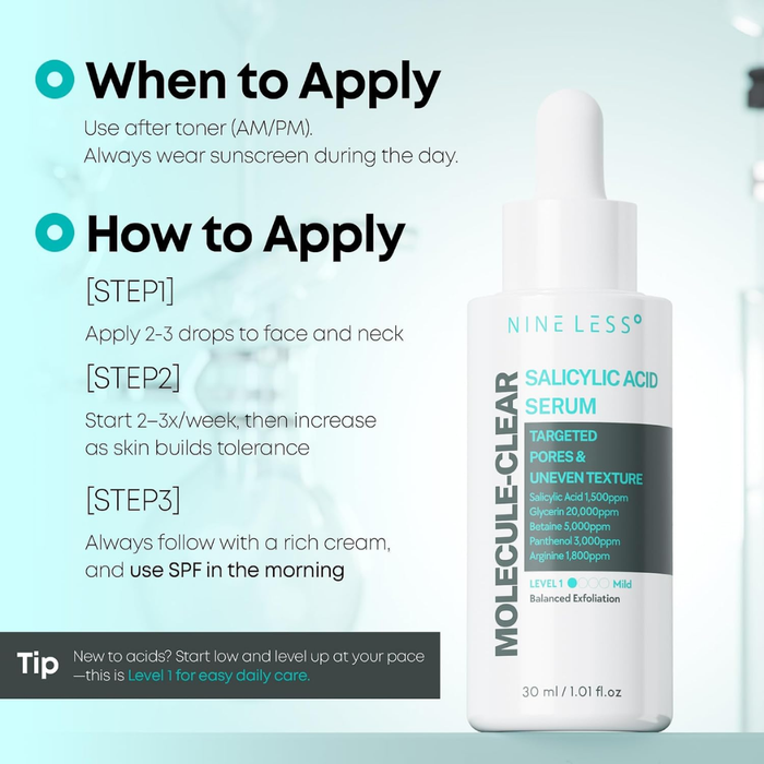 Nine Less Molecule-Clear Salicylic Acid Serum Nudie Glow Australia