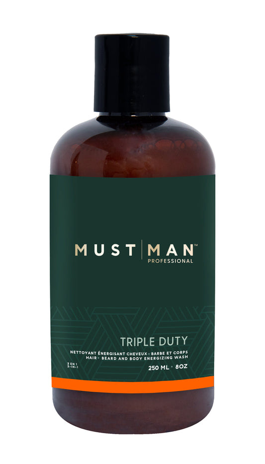 Must Man - Triple Duty - 3 in 1 Hair, beard and body energizing wash , 8 Oz.