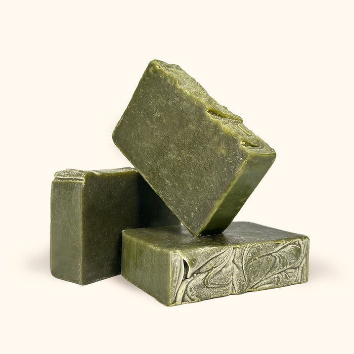Stack of Herb'N Eden Neem & Chlorella natural bar soaps