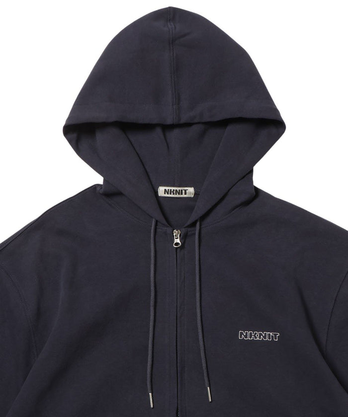 NKNIT logo embroidery ZIP hoodie CHARCOAL-GRAY_2