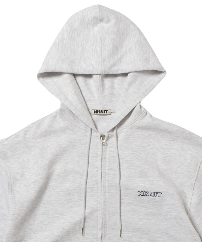 NKNIT logo embroidery ZIP hoodie L.GRAY_2