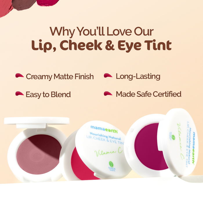 Nourishing Natural Lip Cheek & Eye Tint with Vitamin C & Rose- Rose Pink- 4 g