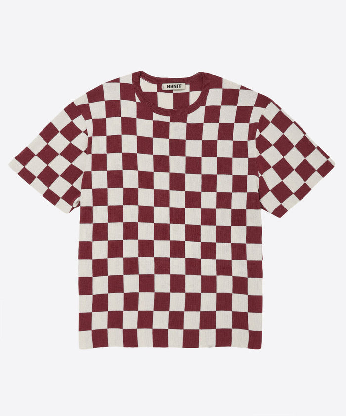 paper mix pattern knit T-shirt  check_2