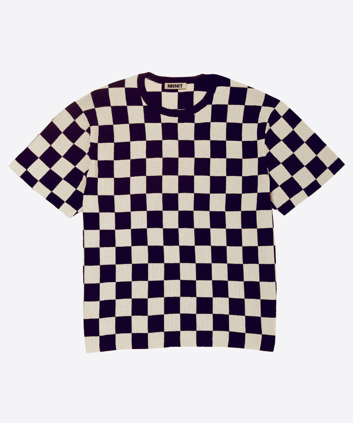 paper mix pattern knit T-shirt  check_3