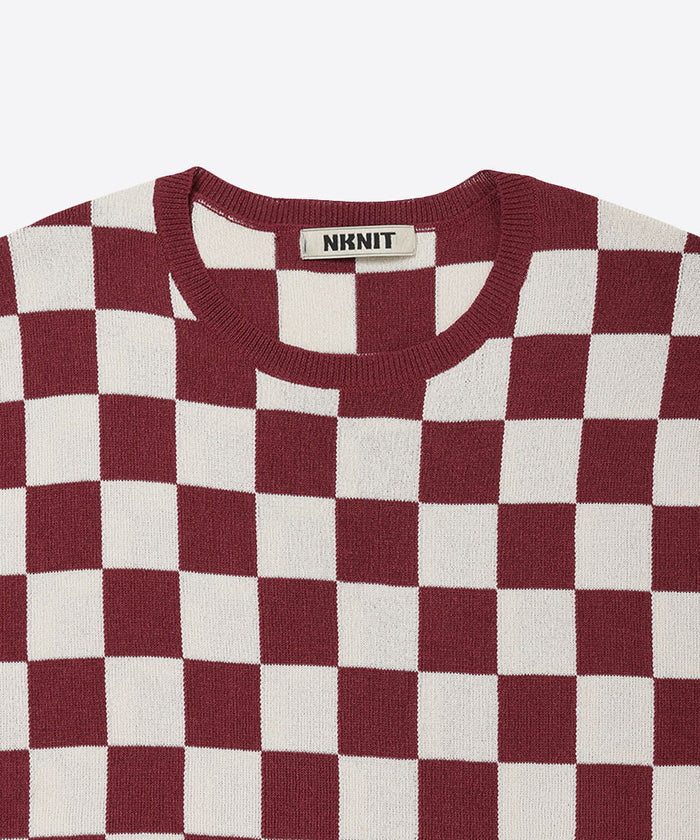 paper mix pattern knit T-shirt  check_4