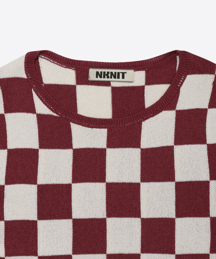 paper mix pattern knit T-shirt mini  check_3