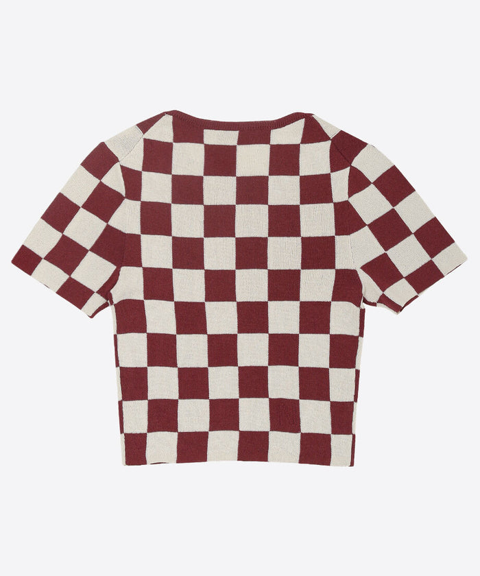 paper mix pattern knit T-shirt mini  check_5
