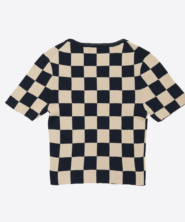 paper mix pattern knit T-shirt mini  check_8