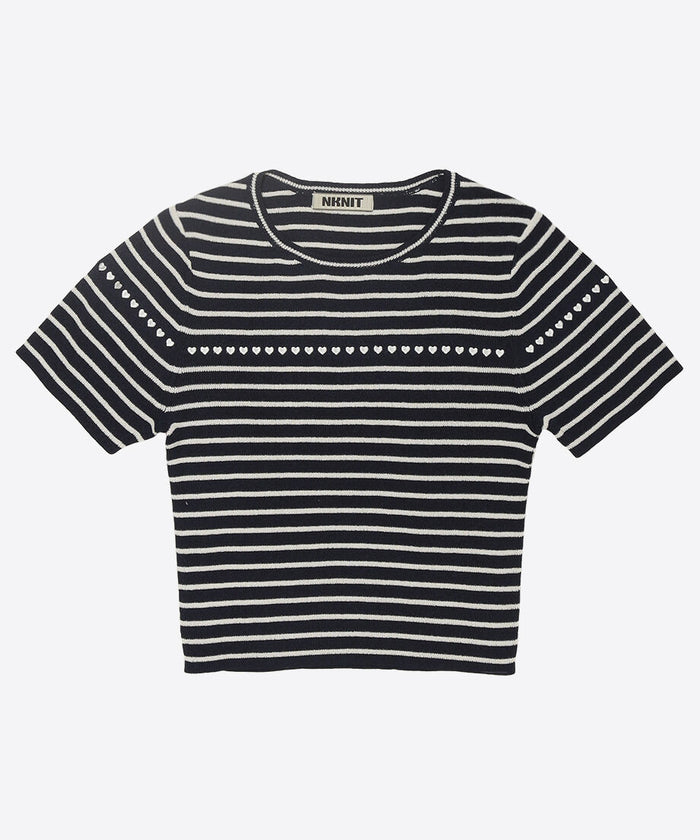 paper mix pattern knit T-shirt mini_2