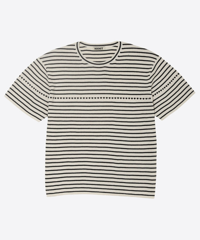 paper mix pattern knit T-shirt♡_2