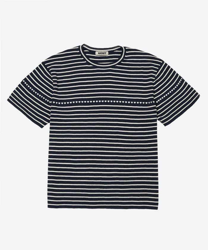 paper mix pattern knit T-shirt♡_3