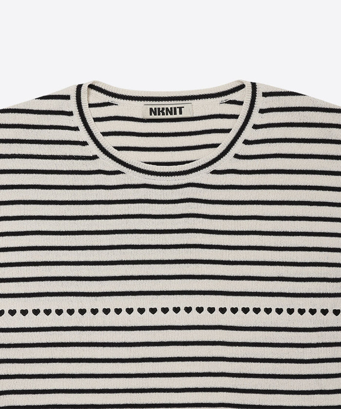 paper mix pattern knit T-shirt♡_4