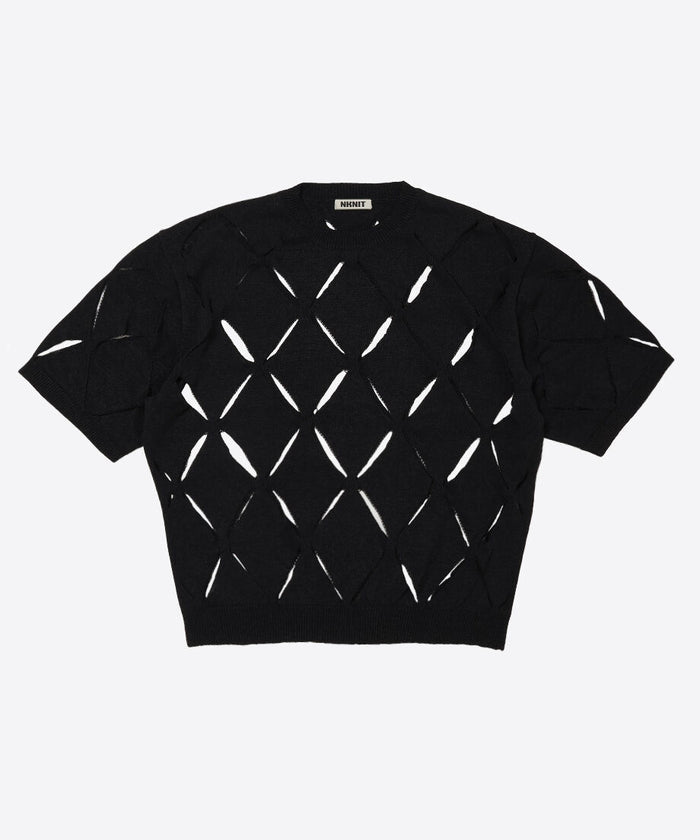 pattern slit knit T-shirt_2