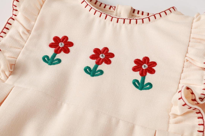 Peach embroidered Romper