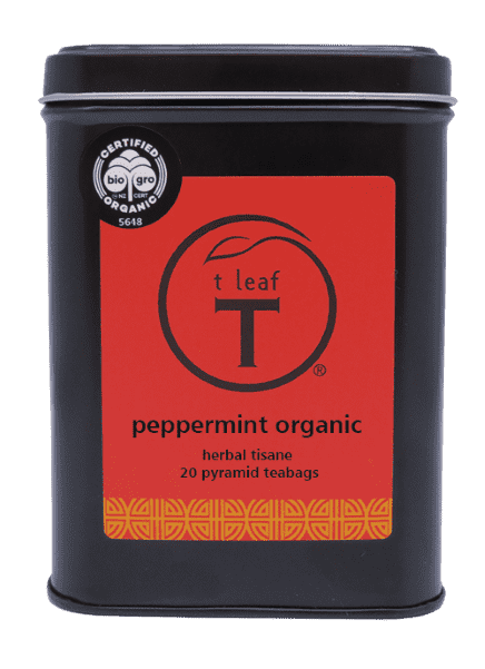 Peppermint organic pyramids Pyramid foil pouch 50s side view | pyramid tea bags New Zealand | t leaf T