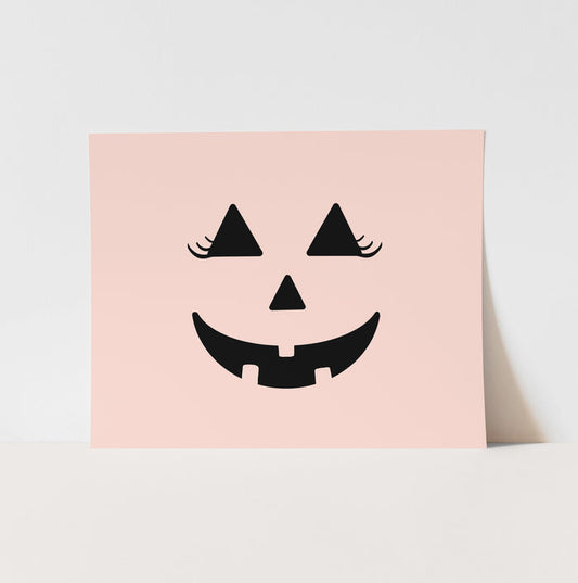 {Pink} Pumpkin Face Art Print