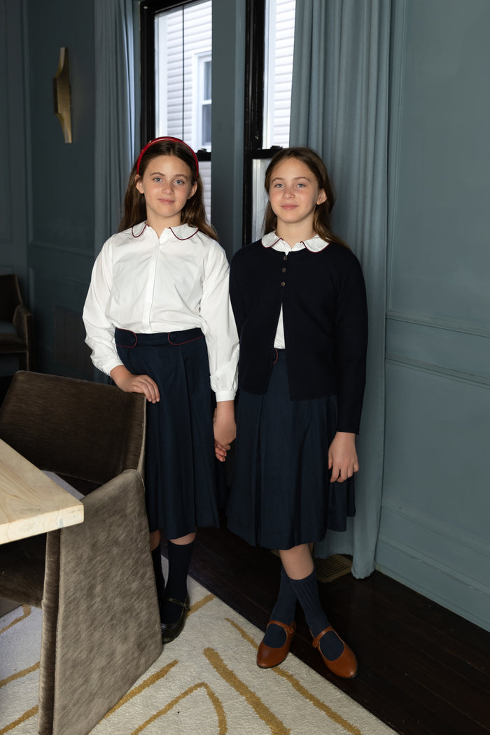 Piped Navy Skirt