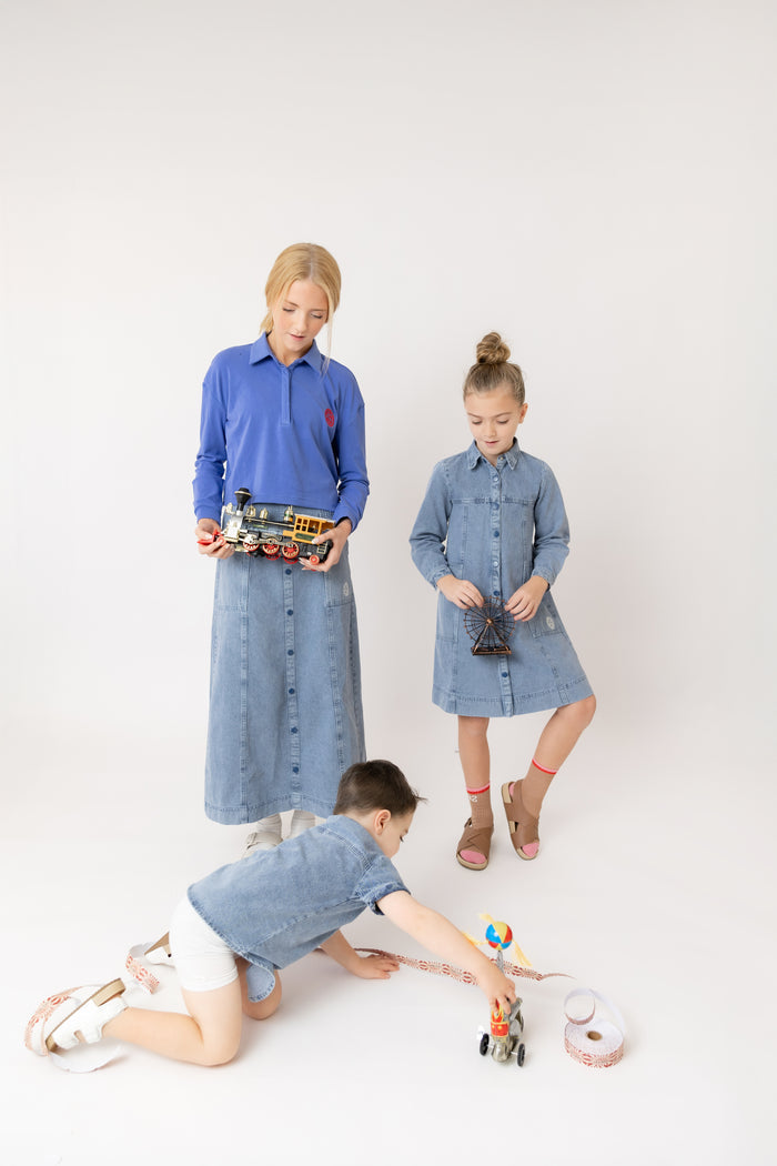 Polo Cropped Tee Blue