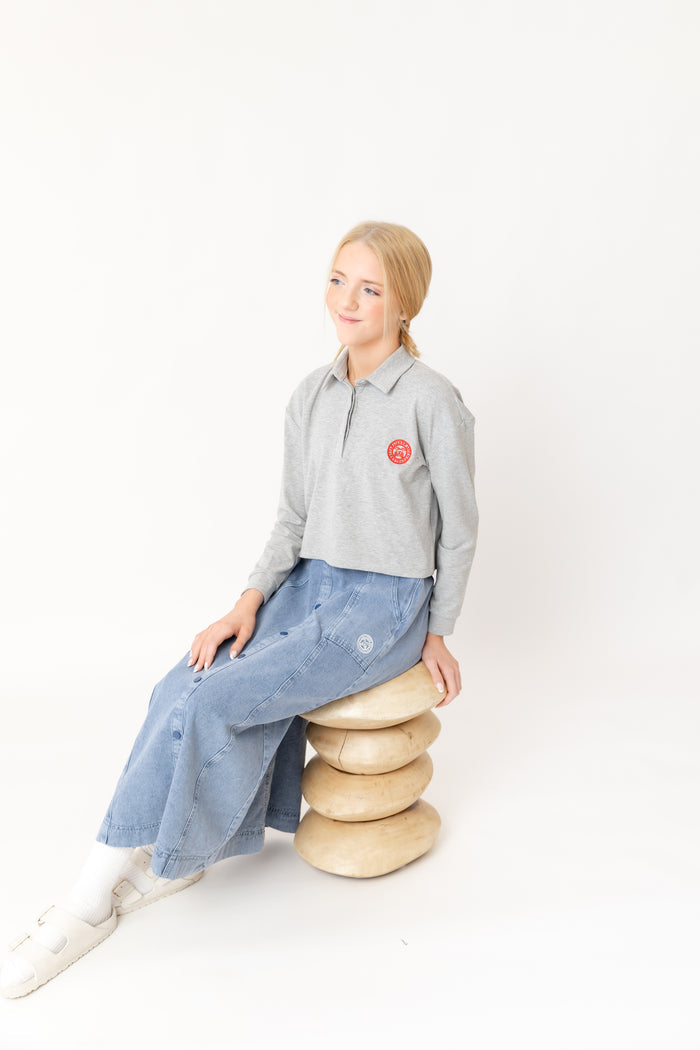 Polo Cropped Tee Grey