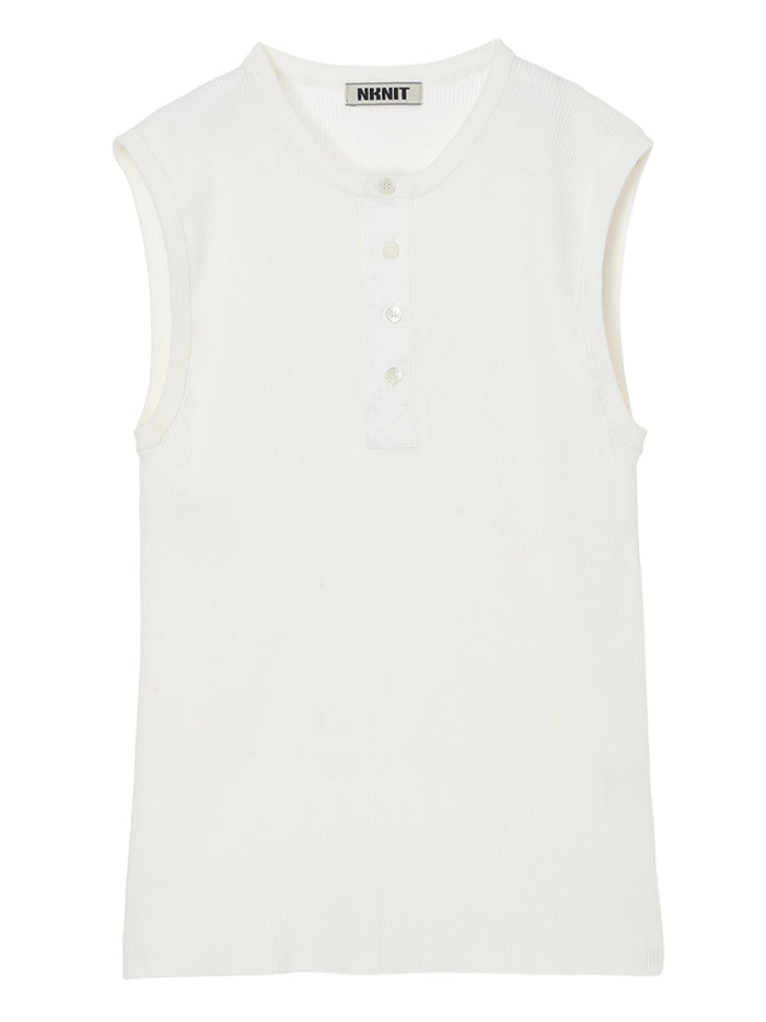 rib  henry neck KNIT  tank top