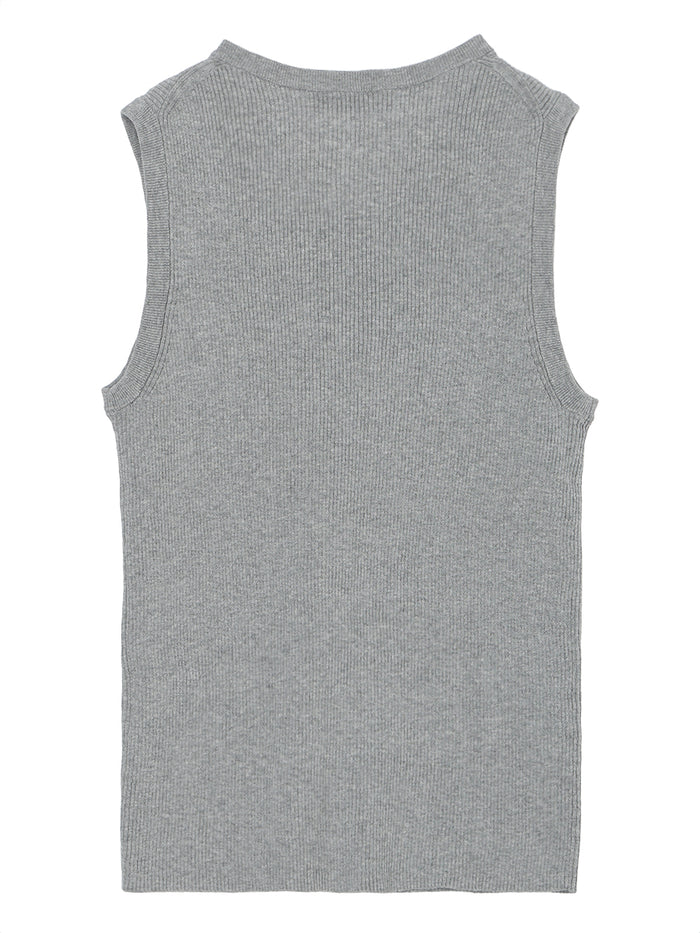 rib  henry neck KNIT  tank top