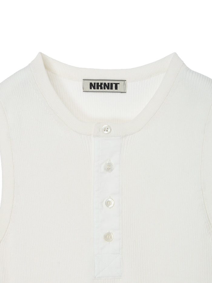 rib  henry neck KNIT  tank top