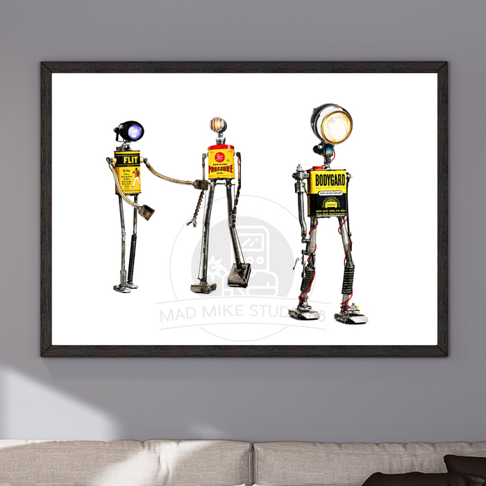 Robot Portrait Art Print - The Yellow Jackets - Bodyguards