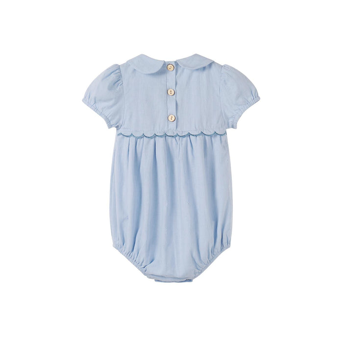 Scallop Embroidered Romper Blue.