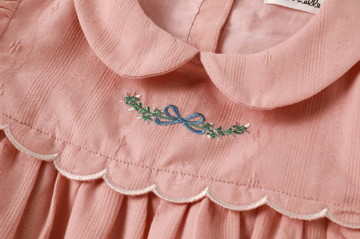 Scalloped Embroidered Romper Pink