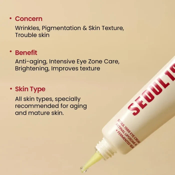 SEOUL 1988 Eye Cream: Retinal Liposome 4% + Fermented Bean 30ml - Care KSecret Creams