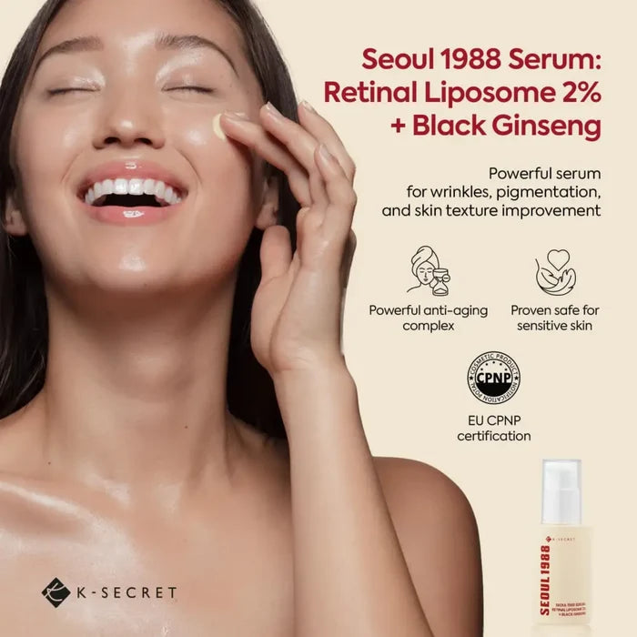 SEOUL 1988 Serum: Retinal Liposome 2% + Black Ginseng 30ml - and Ampoule KSecret Face Serums