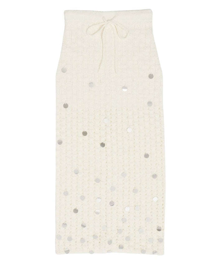 sequins bouclé KNIT long skirt_1