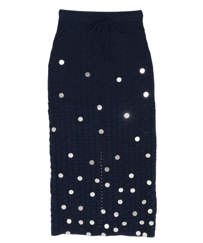 sequins bouclé KNIT long skirt_2