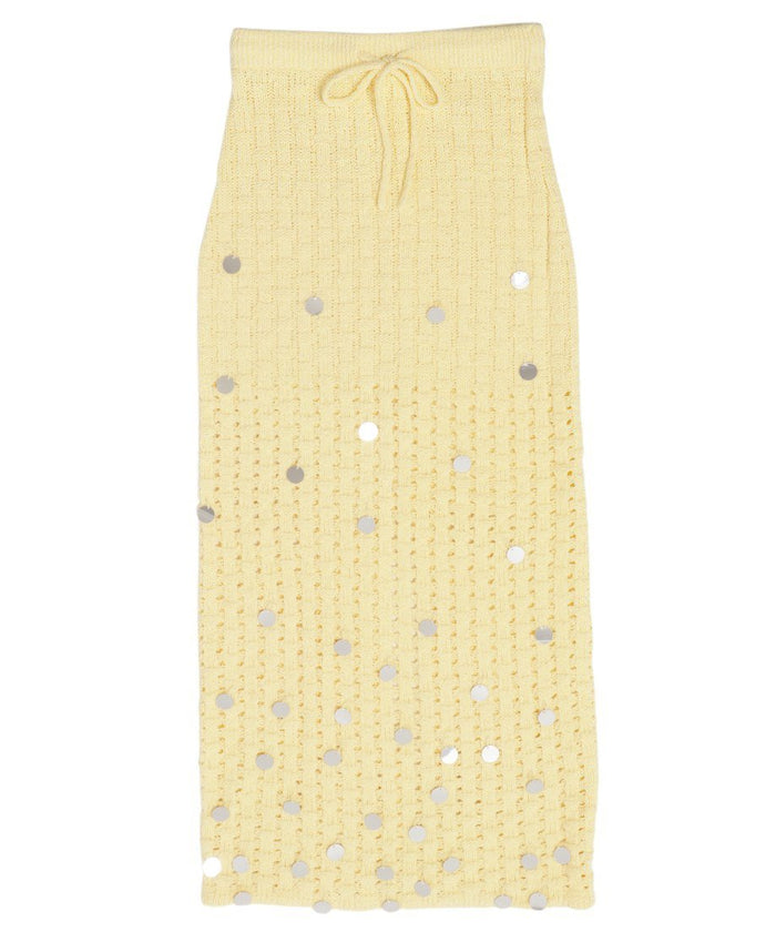 sequins bouclé KNIT long skirt_3