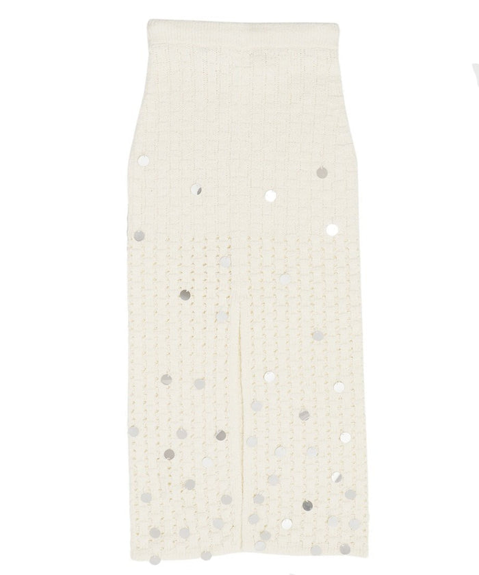 sequins bouclé KNIT long skirt_7