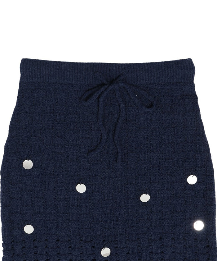 sequins bouclé KNIT long skirt_8